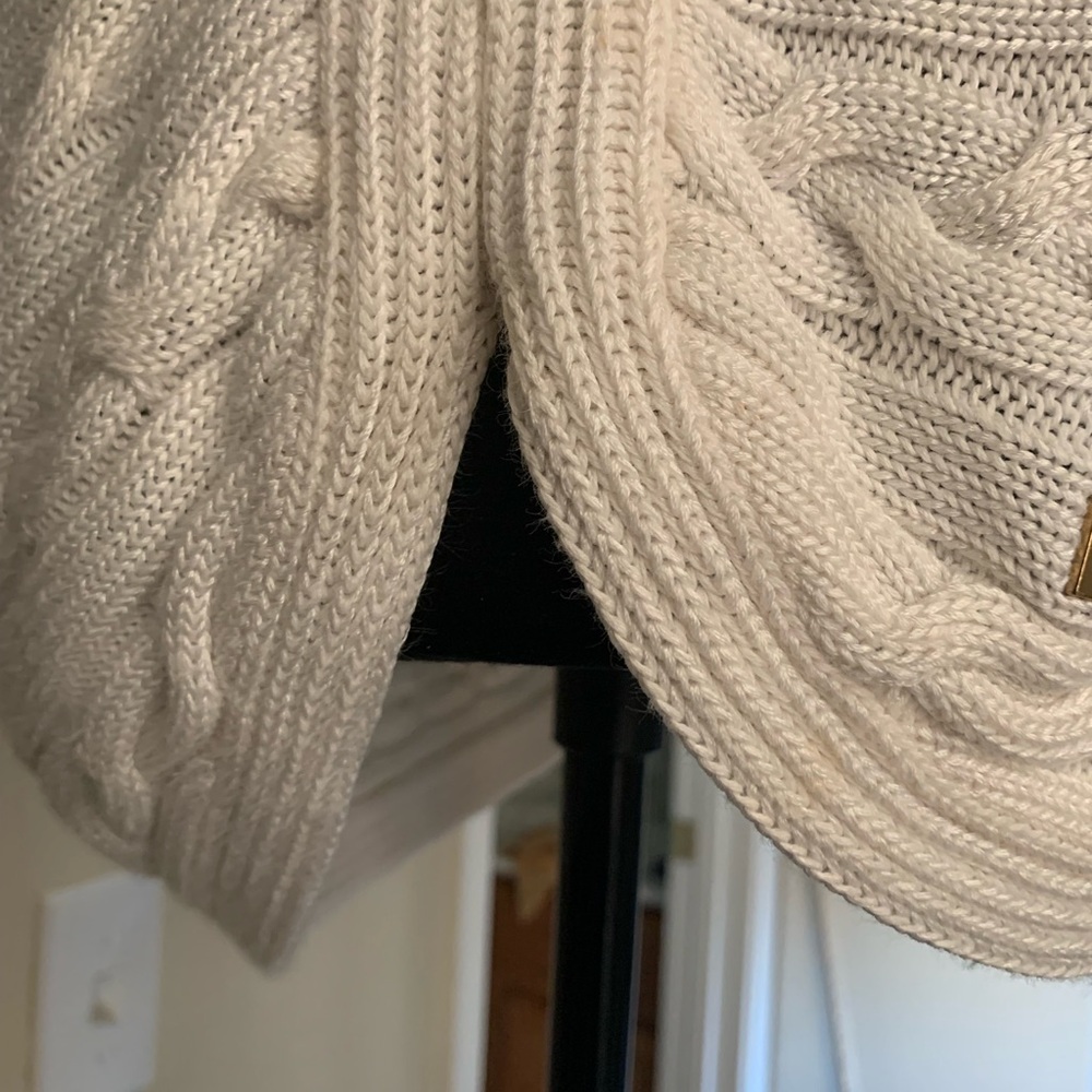 Lauren by Ralph Lauren Elegant Cream Cable Knit Cowl Neck Sweater Size Large - Picture 6 of 9